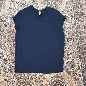 Isola Marras Navy Short Sleeve V-Neck Blouse